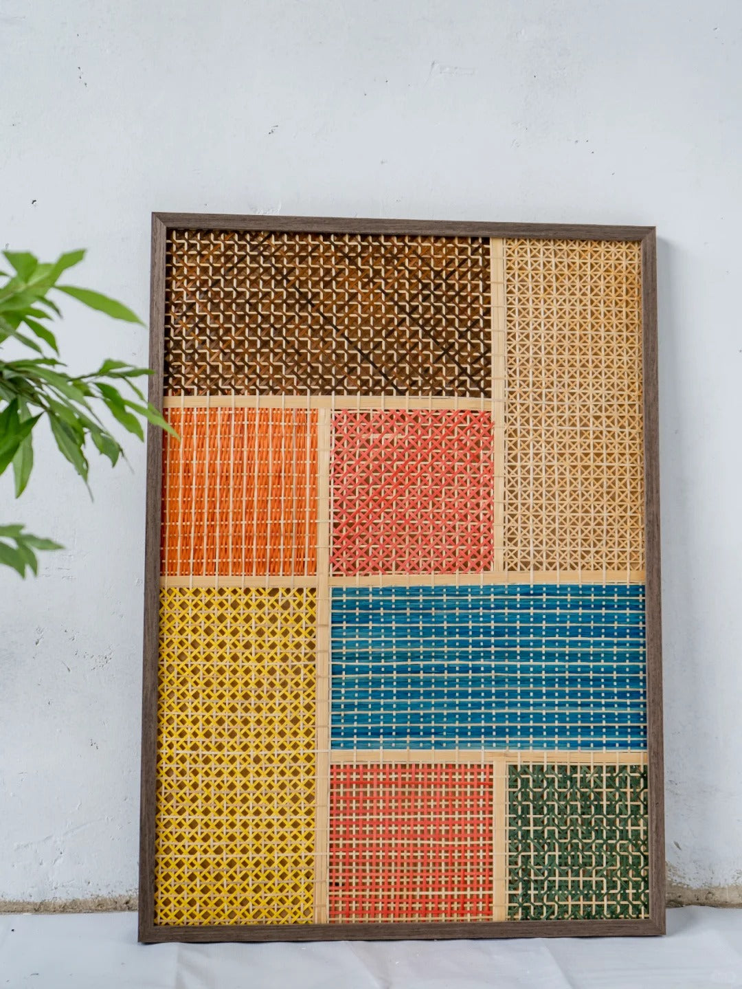 Handwoven Bamboo Wall Art – Colorful Wicker Panel for Modern Home Décor