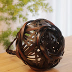 Handwoven Bamboo Flower Basket with Handle – Rustic Wicker Home Decor Vase