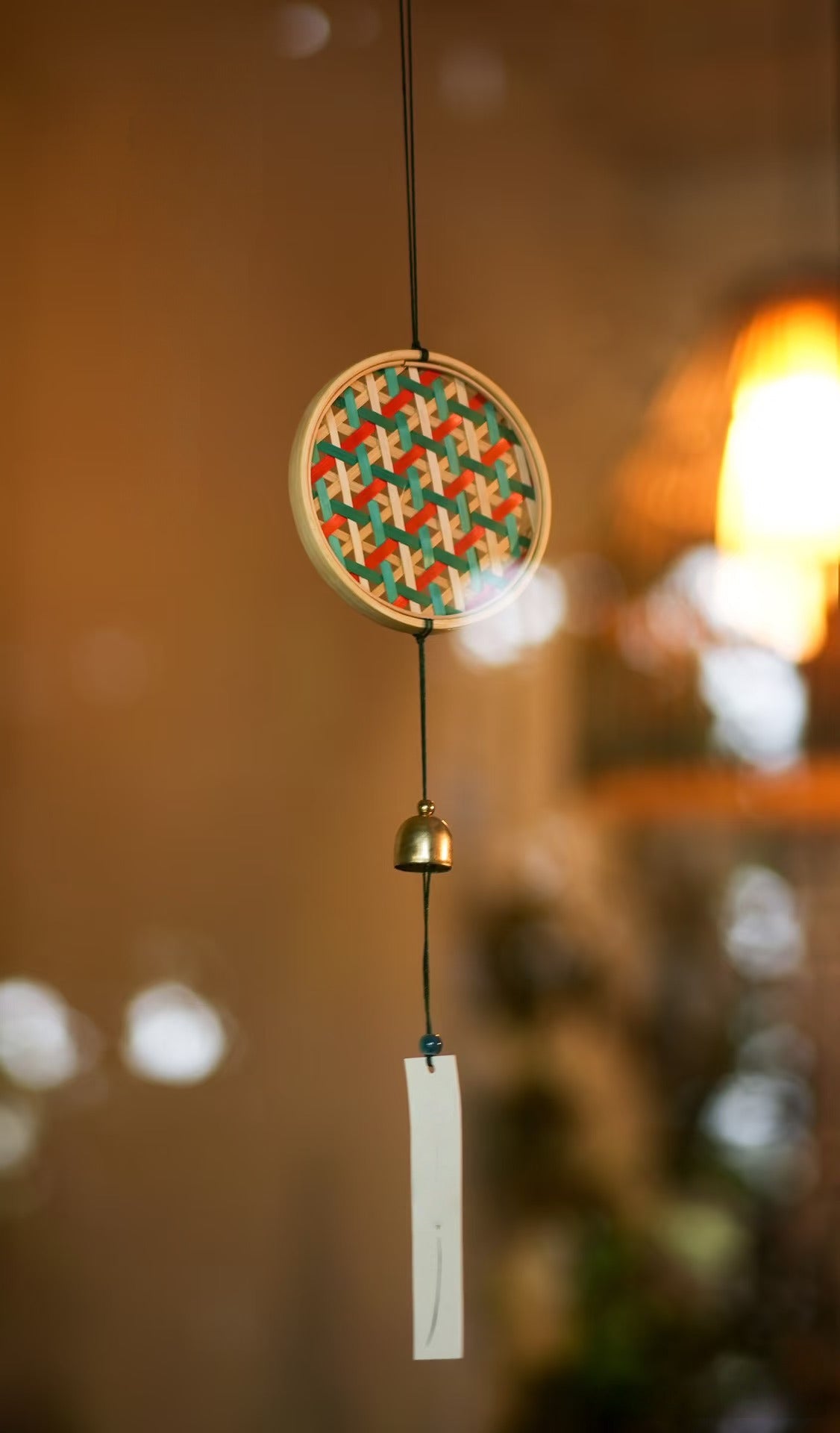 Handwoven Bamboo Wind Chime with Bell – Outdoor Garden & Patio Hanging Decor