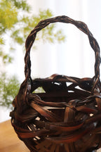 Handwoven Bamboo Flower Basket with Handle – Rustic Wicker Home Decor Vase