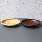 Handwoven Bamboo Serving Tray – Natural Round Wicker Plate for Kitchen & Home